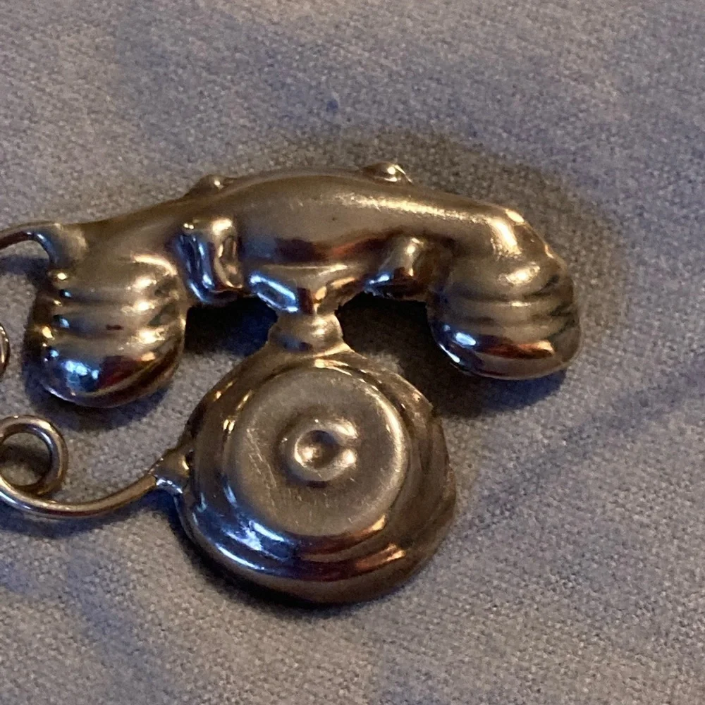 Telephone Brooch Pin Vintage .925 Sterling Silver